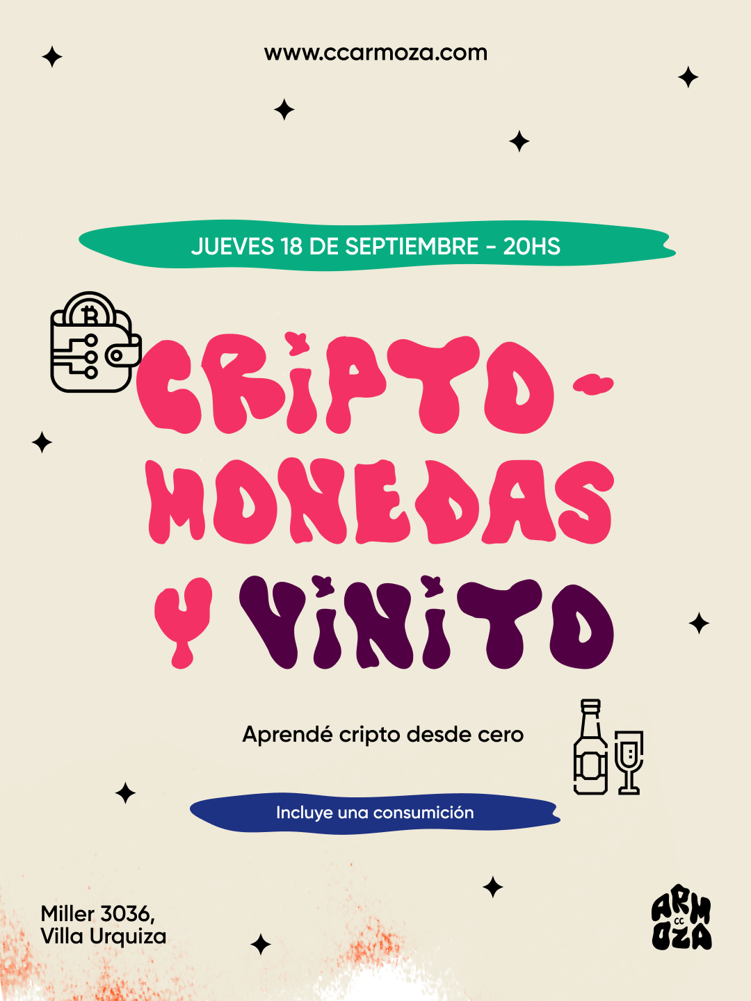 Criptomonedas y Vinito: Aprendé cripto desde cero | Centro Cultural Armoza